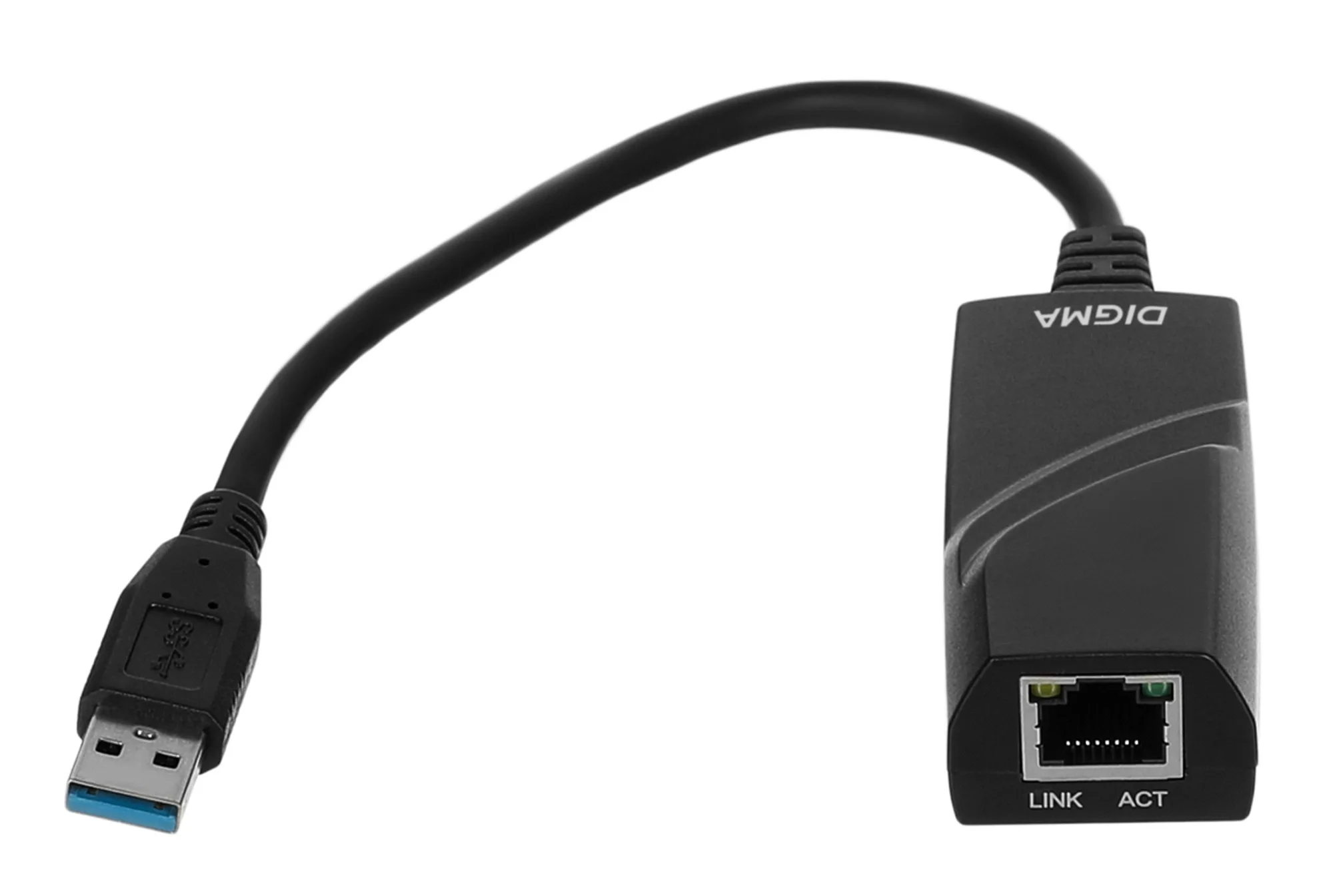 Сетевой адаптер Digma D-USB3-LAN1000, USB 3.0 — 1×RJ-45, 10/100/1000 Мбит/с