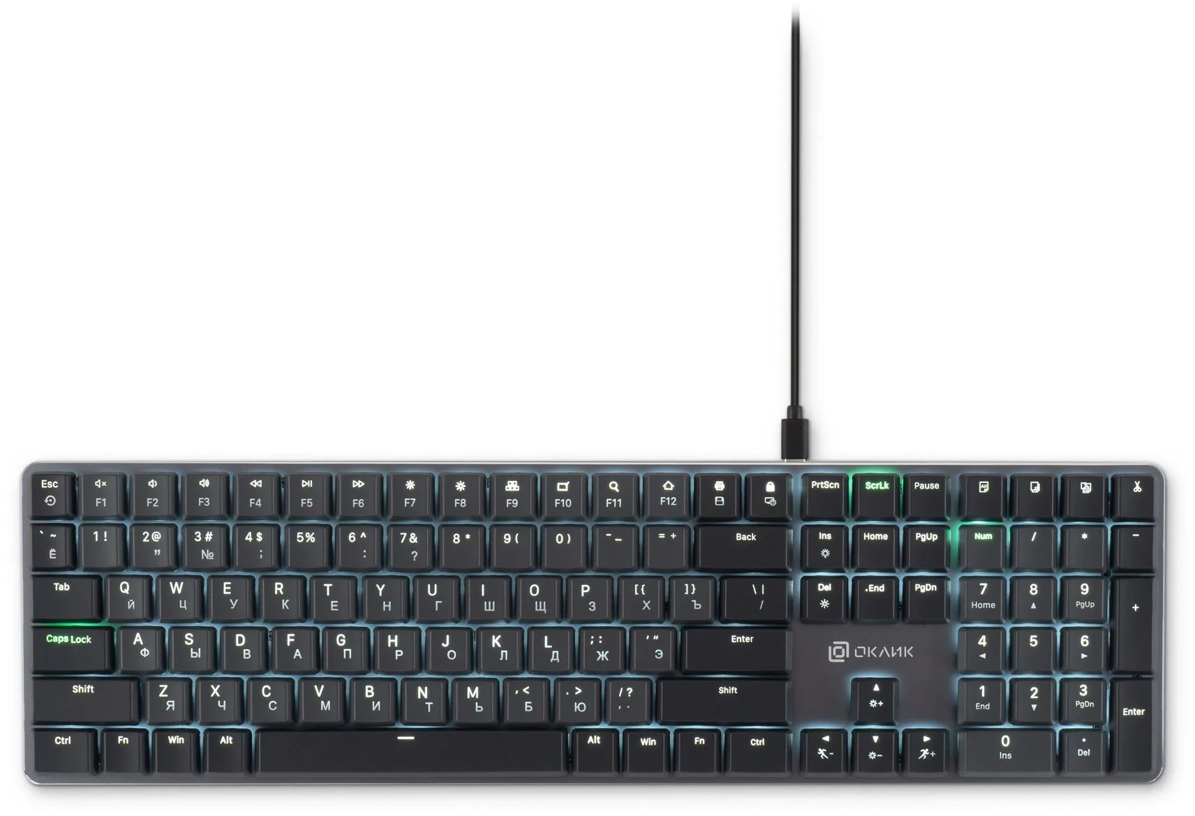 Клавиатура OKLICK K953X, механическая, 110 клавиш, USB, мультимедийные клавиши