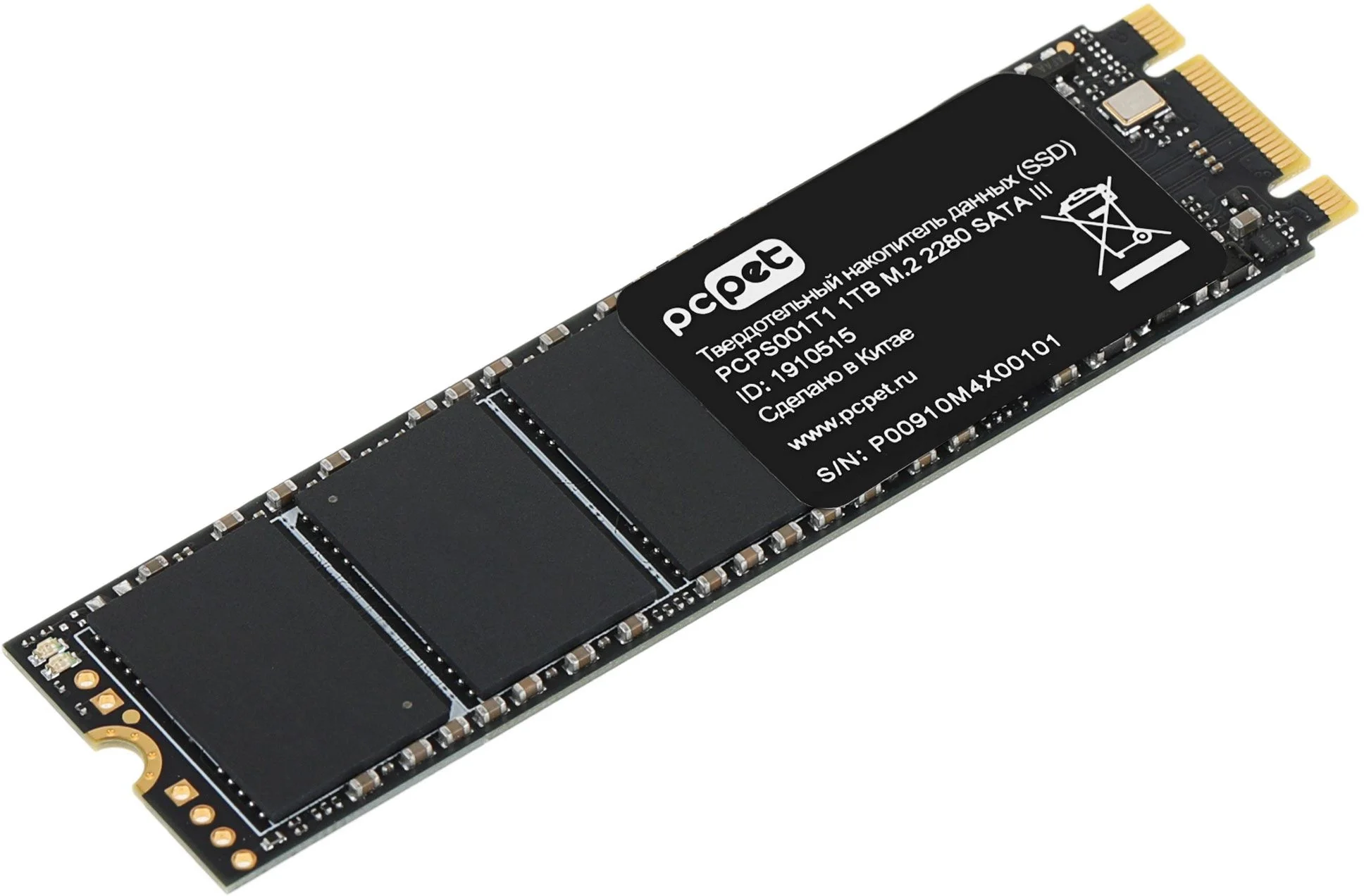 SSD M.2 PC Pet PCPS001T1, 1 ТБ, SATA, 500/450 МБ/с