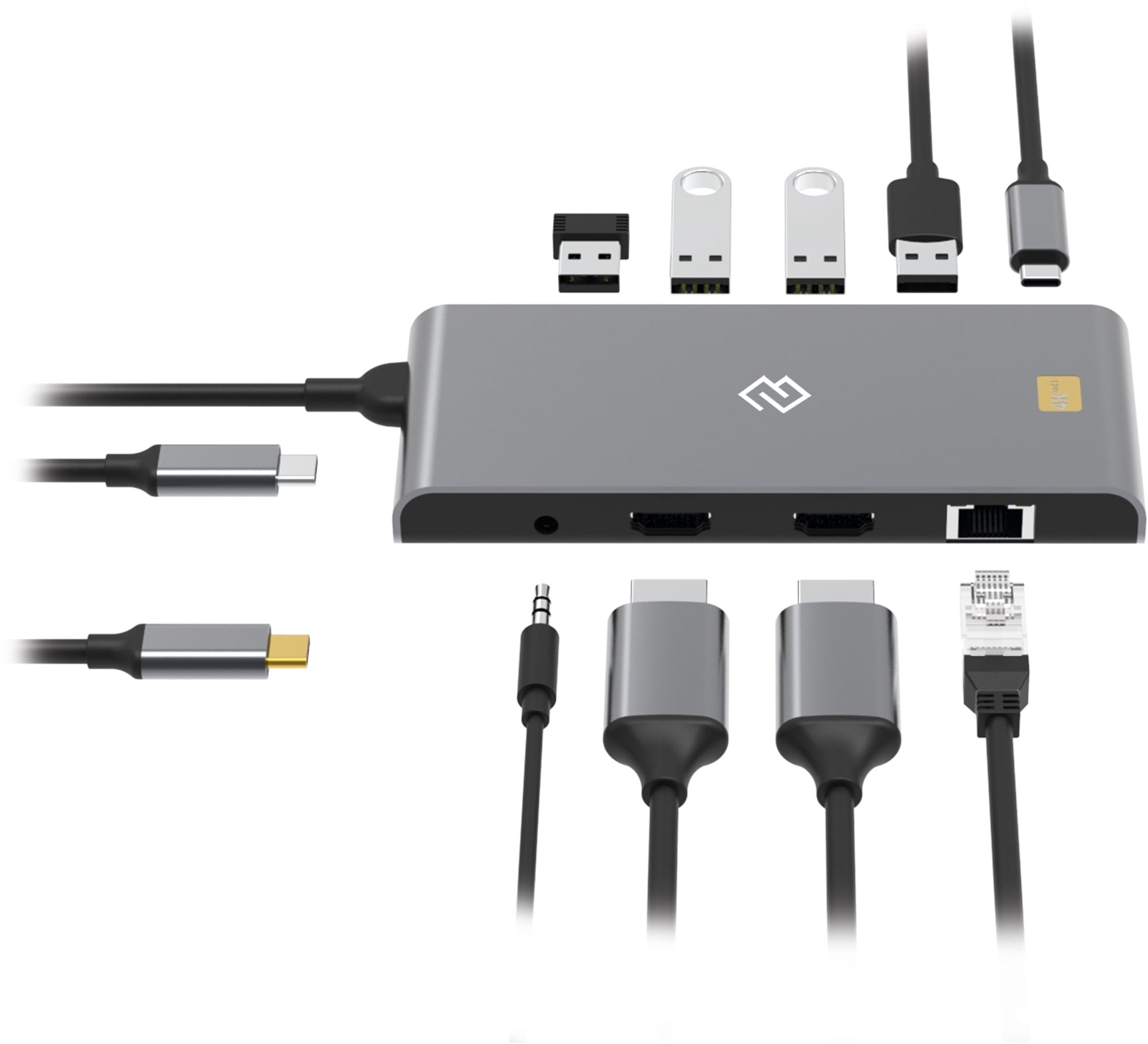 Док-станция DIGMA DS-580, USB Type-C, 2×HDMI, RJ-45, 2×USB-A 3.2 Gen1, 2×USB-A 2.0