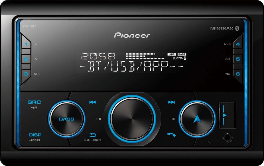 Автомагнитола Pioneer MVH-S425BT, 2 DIN, 4×50 Вт, Bluetooth, USB, AUX