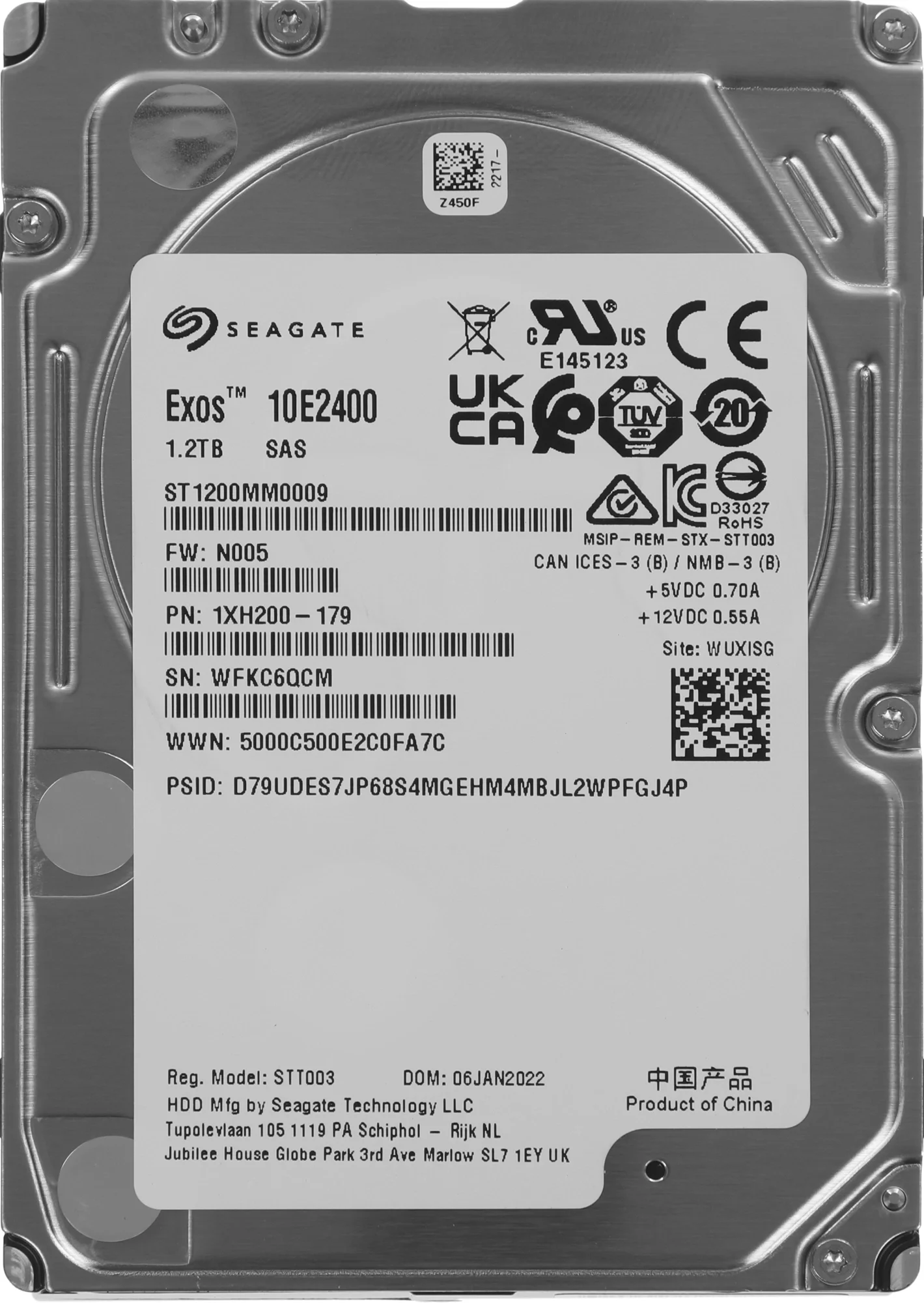 Жесткий диск Seagate ST1200MM0009, 1.2 ТБ, SAS 12 Гбит/с, 10000 RPM, 2.5"