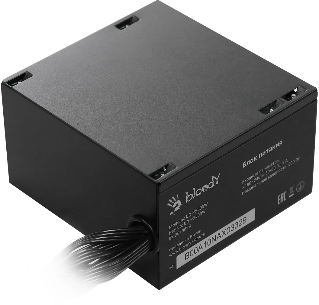 Блок питания Bloody BD-PS500W, ATX, 500Вт, 80 PLUS White