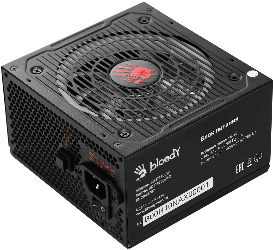 Блок питания Bloody BD-PS700W-R, ATX, 700 Вт, 80 PLUS, 120 мм, 6×SATA