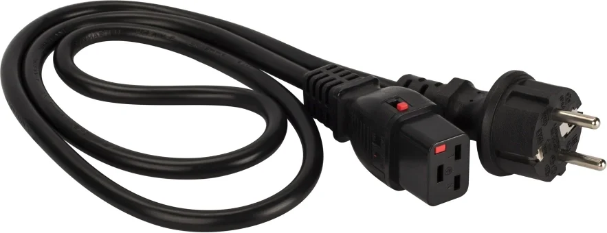 Шнур питания Lanmaster LAN-PP19L/SH-0.5-BK, C19–Schuko, 3×1,5 мм², 16 А, 0,5 м
