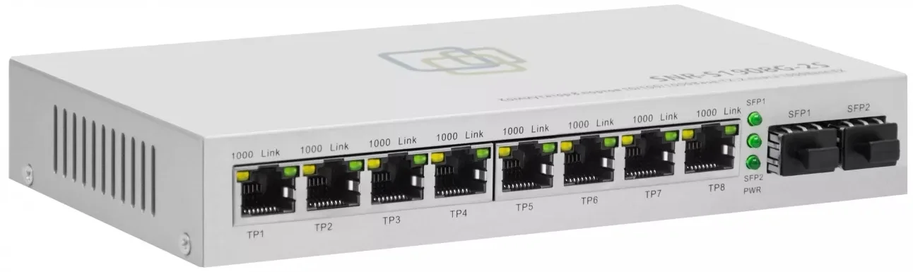 Коммутатор SNR-S1908G-2S, 8×1GbE + 2×SFP, L2, неуправляемый