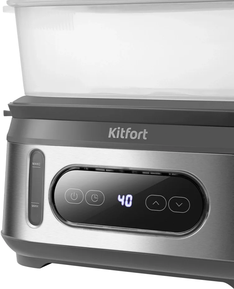 Пароварка Kitfort КТ-6280, 3 яруса, 1050 Вт, 9 л, таймер 12 ч