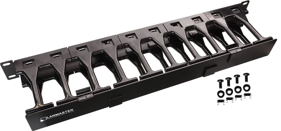 Кабельный органайзер Lanmaster LAN-ORG-PF/S-2U, горизонтальный, 2U, 19"