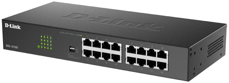 Коммутатор D-Link DGS-1016D/J1A, 16×1GbE, неуправляемый