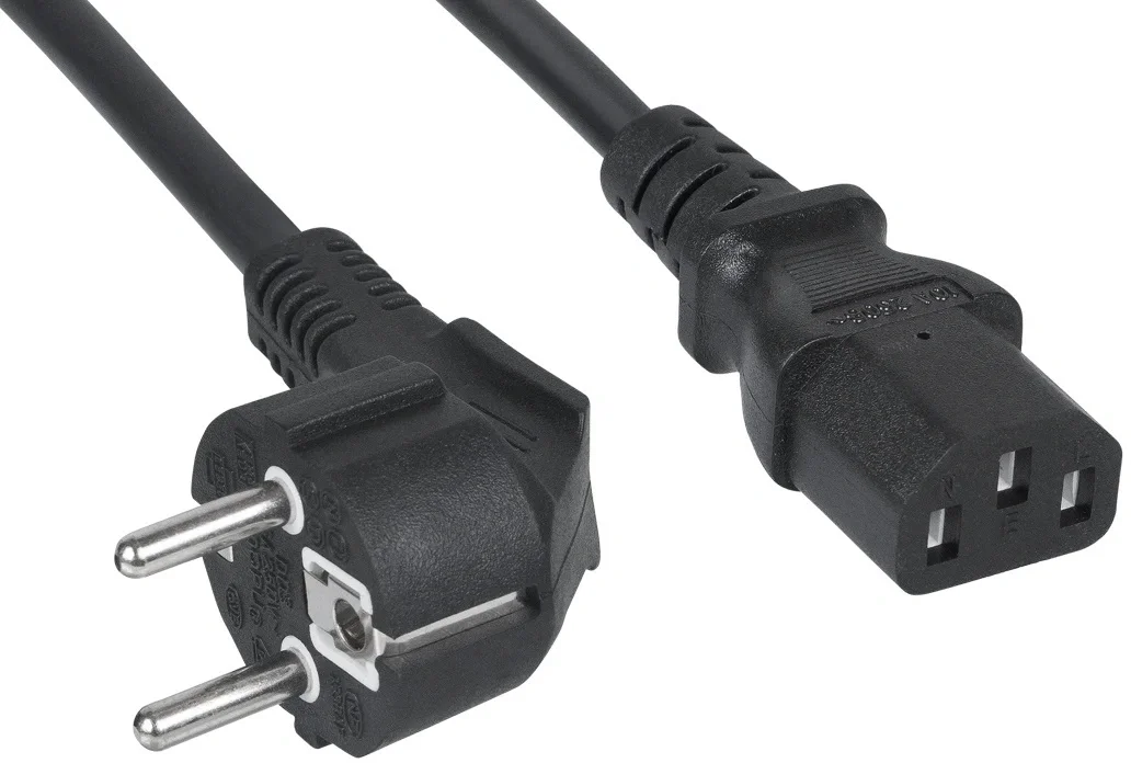Кабель питания Cabeus PC-186-VDE-5M, C13–Schuko, 3×0.75 мм², 5 м, 6 А