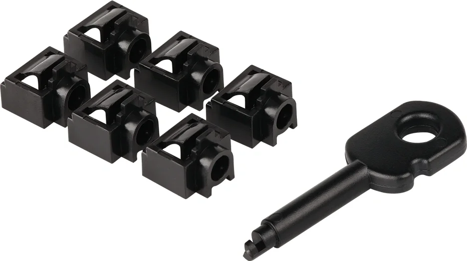 Блокиратор LANMASTER LAN-SEC45-PL-SET-BK, заглушки RJ-45, 6 шт. + ключ, IP20
