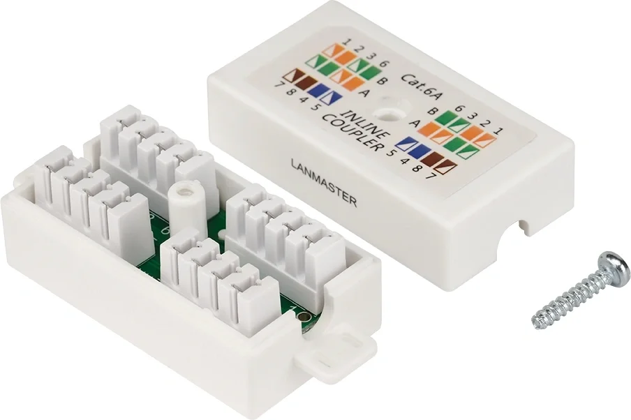 Соединитель LANMASTER LAN-CNB-UTP6A, неэкранированный, кат.6A, IP20, белый