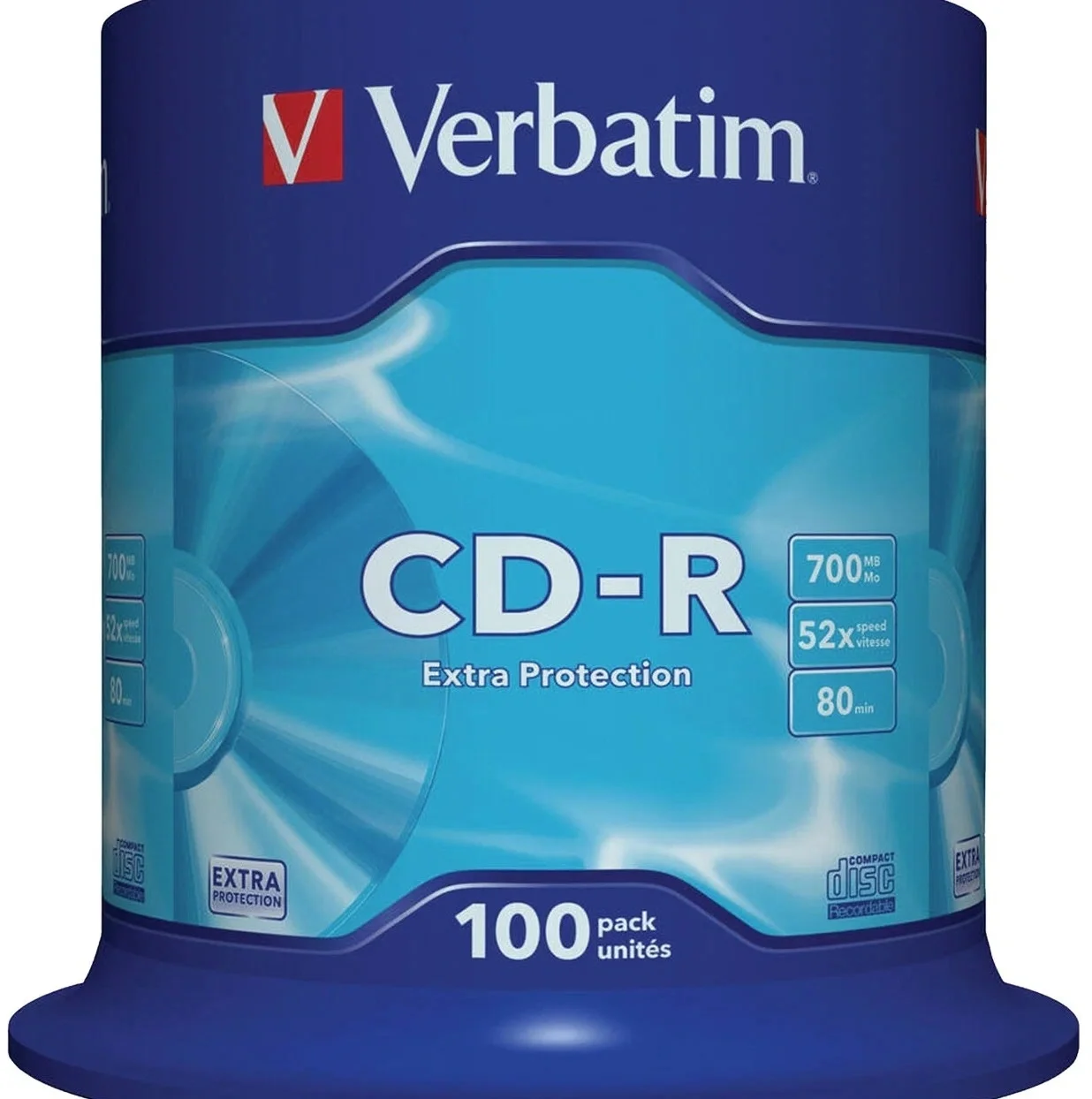 Диск CD-R Verbatim 43411, 700MB, 52x, 100шт