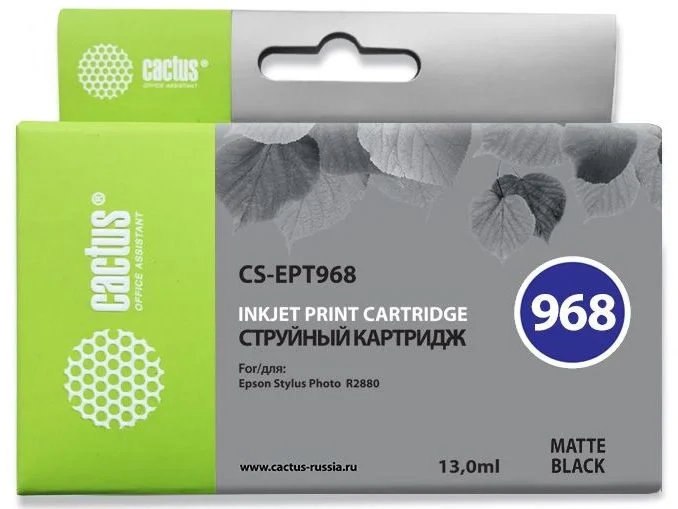 Картридж струйный Cactus CS-EPT968, черный матовый, 13мл, для Epson Stylus Photo R2880