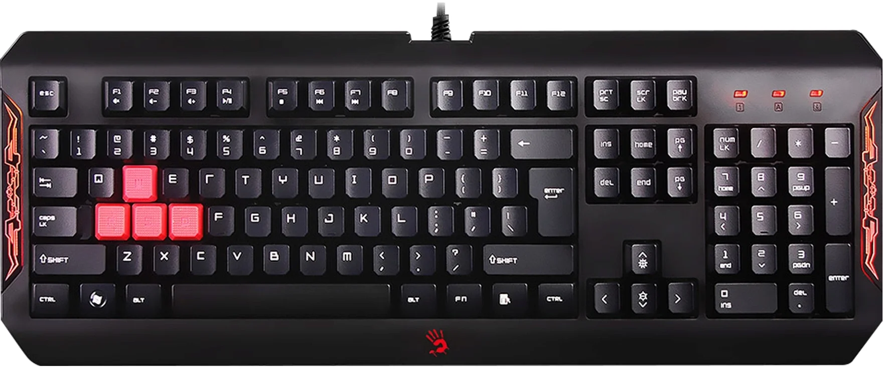 Клавиатура A4Tech Bloody Q100 USB, проводная, 104 клавиши, черная