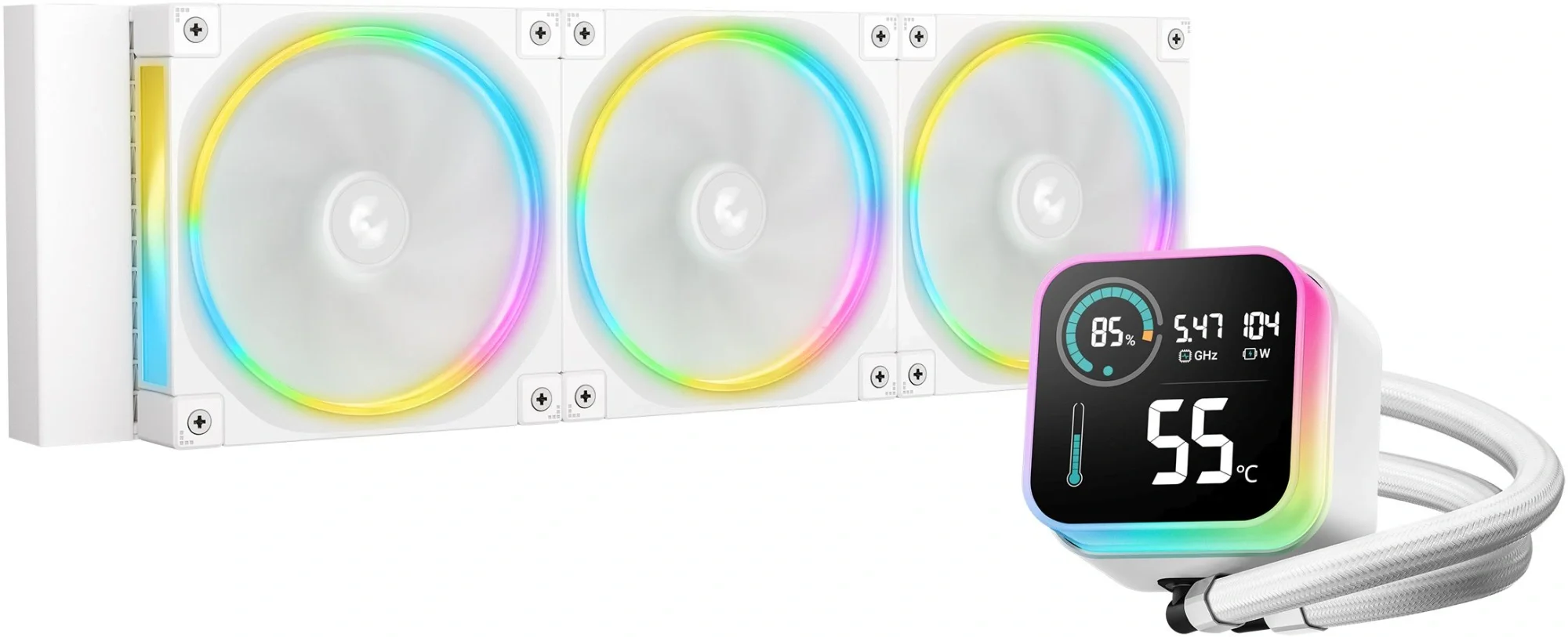 Система водяного охлаждения Deepcool LQ360 ULTRA WH ARGB, 3×120 мм, TDP 350 Вт, LCD, белая