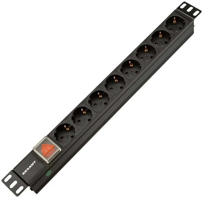 Блок распределения питания REXANT 04-0303-1, 19", 8×CEE 7/4, 10 А, C14, 2 м