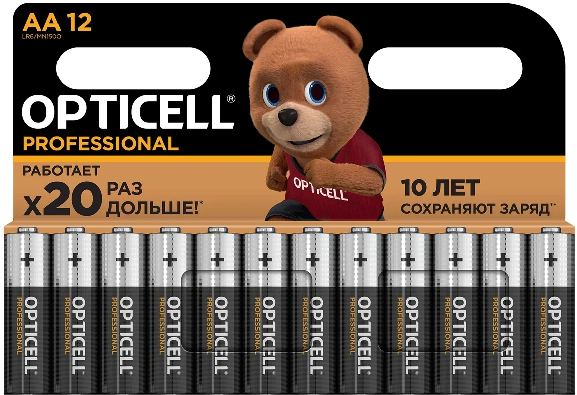 Батарейка OPTICELL Professional LR6 AA, щелочная, 1.5 В, 12 шт