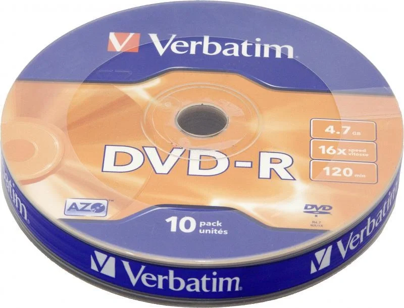 Диск DVD-R Verbatim 43729, 4.7 ГБ, 16x, 120 мм, 10 шт.
