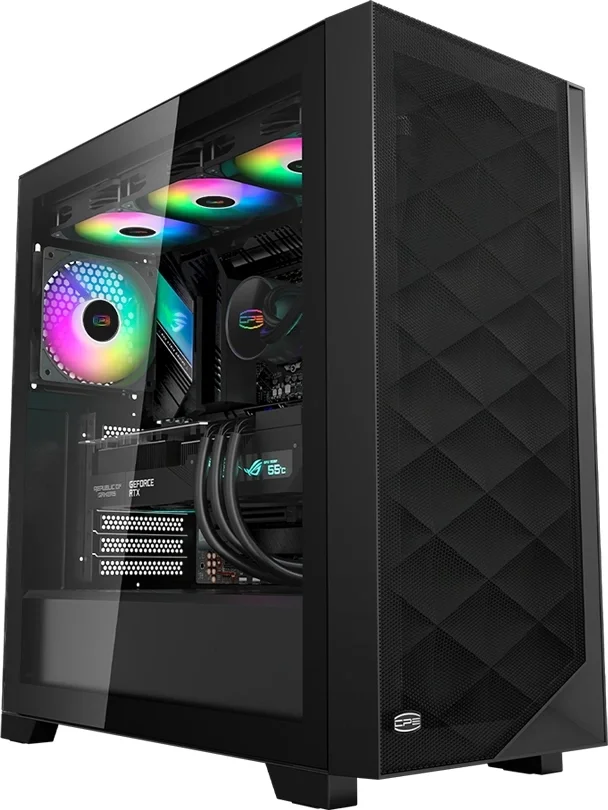 Корпус PCCooler C3D510 BK ARGB, Midi Tower, E-ATX, TG, 3×120 мм ARGB