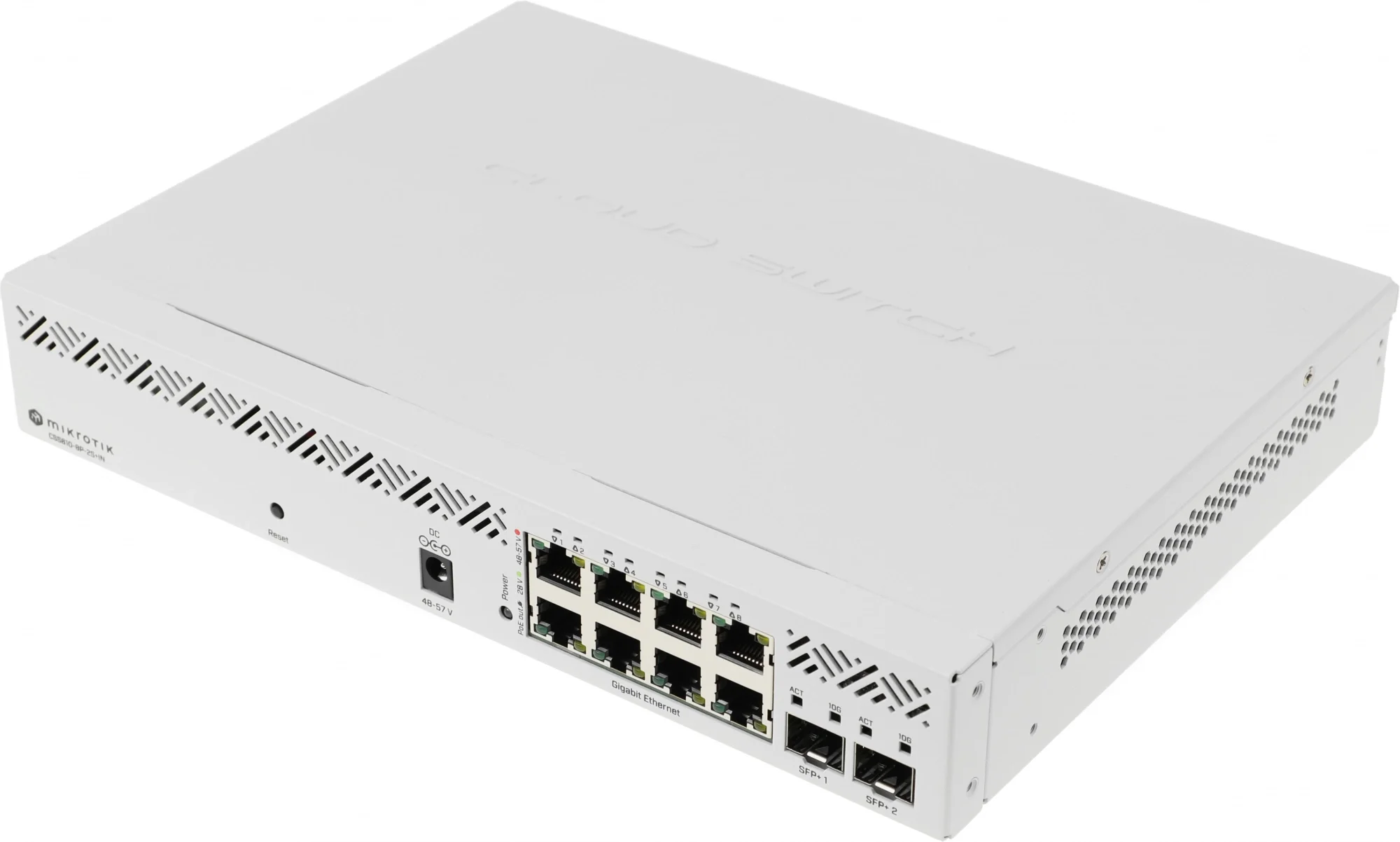 Коммутатор MikroTik CSS610-8P-2S+IN, 8×1 Гбит/с PoE+ 140 Вт, 2×SFP+ 10G, 1U