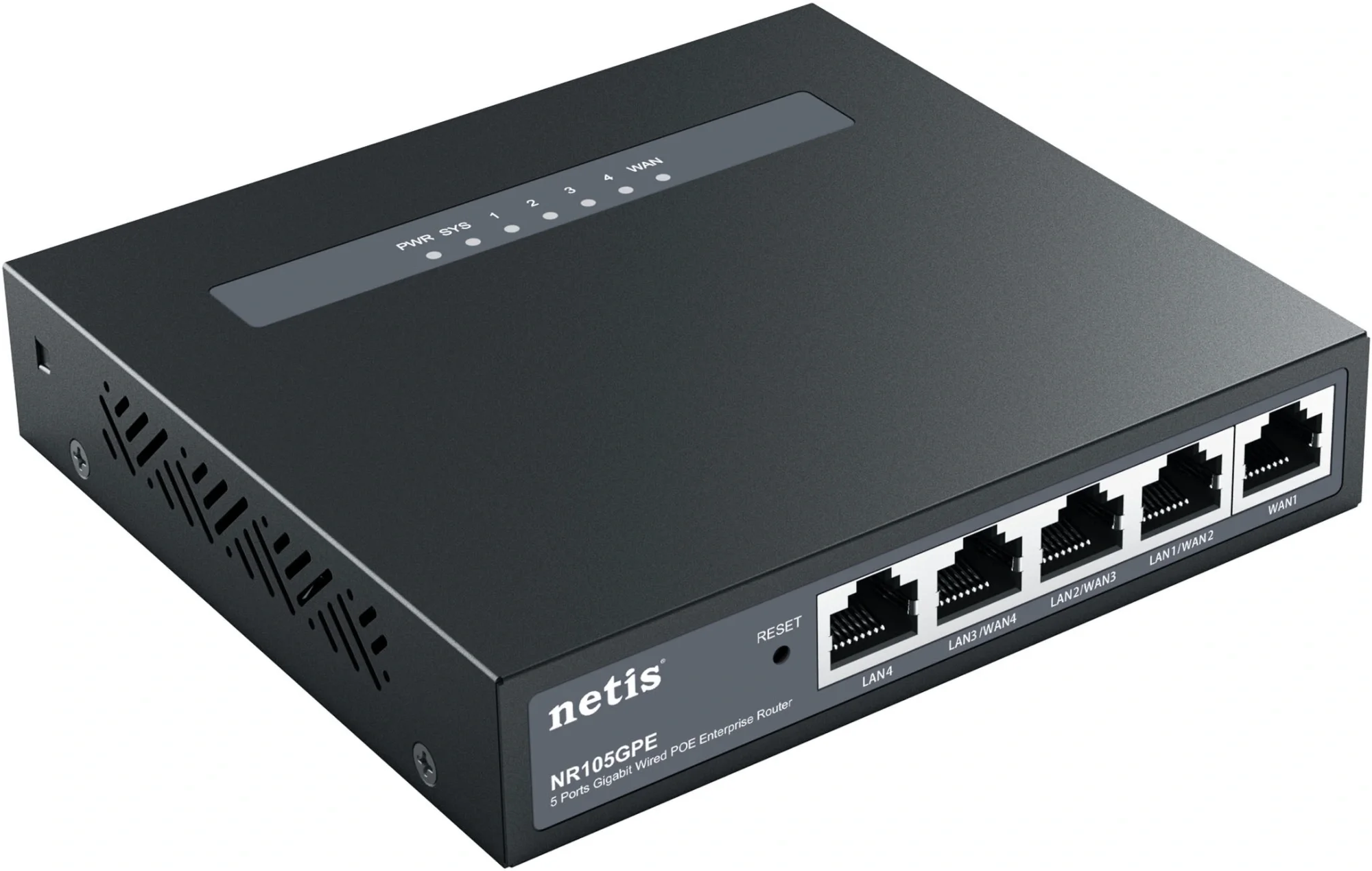 Маршрутизатор NETIS NR105GPE, 4×1 Гбит/с PoE+ (60 Вт), 1×WAN, Multi-WAN