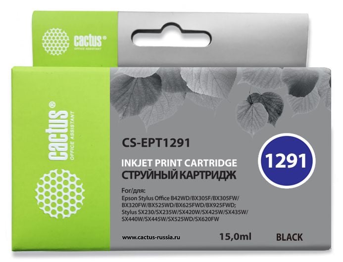 Картридж Cactus CS-EPT1291 для Epson T1291, чёрный, 15 мл, с чипом