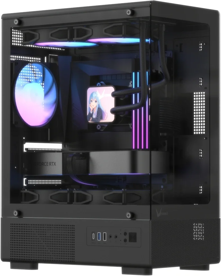 Корпус Formula V Crystal Z1CM Plus Black AR V2, mATX, USB-C, 2×120 мм ARGB сверху