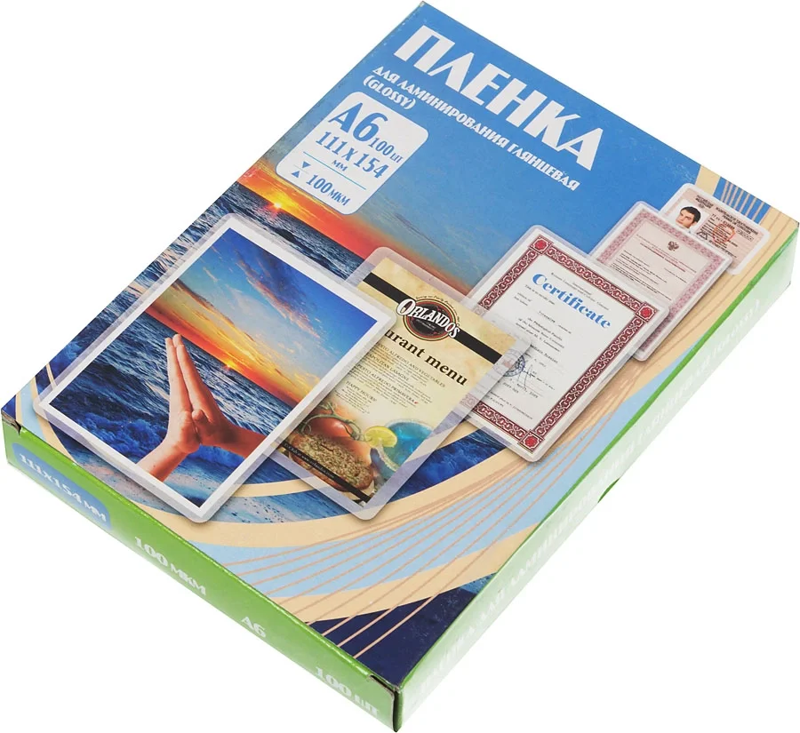 Пленка для ламинирования Office Kit PLP111*154/100, A6, 111×154 мм, 100 мкм, глянцевая, 100 шт