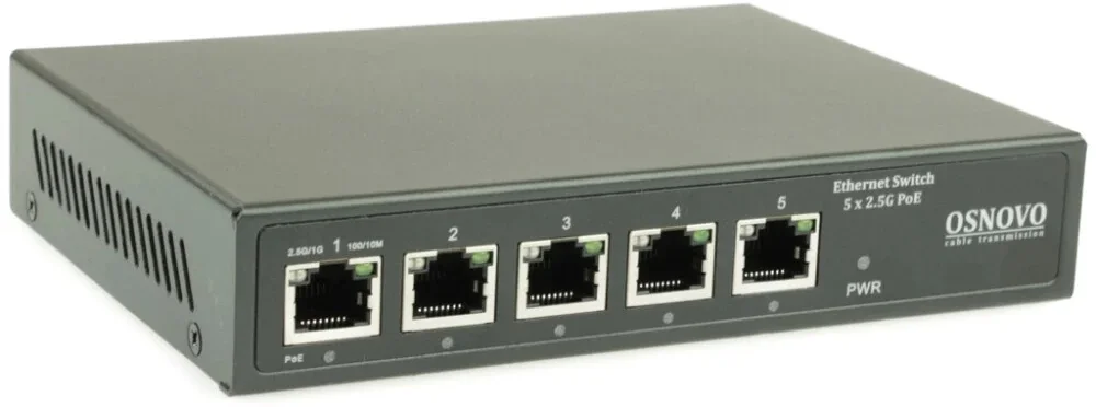 Коммутатор OSNOVO SW-5D-1(60W), 5×2.5GbE, 4×PoE, 60Вт