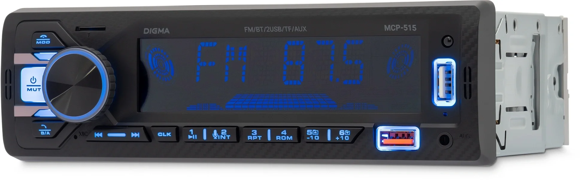 Автомагнитола Digma MCP-515, 1 DIN, Bluetooth 5.0, 4x45 Вт, USB, AUX