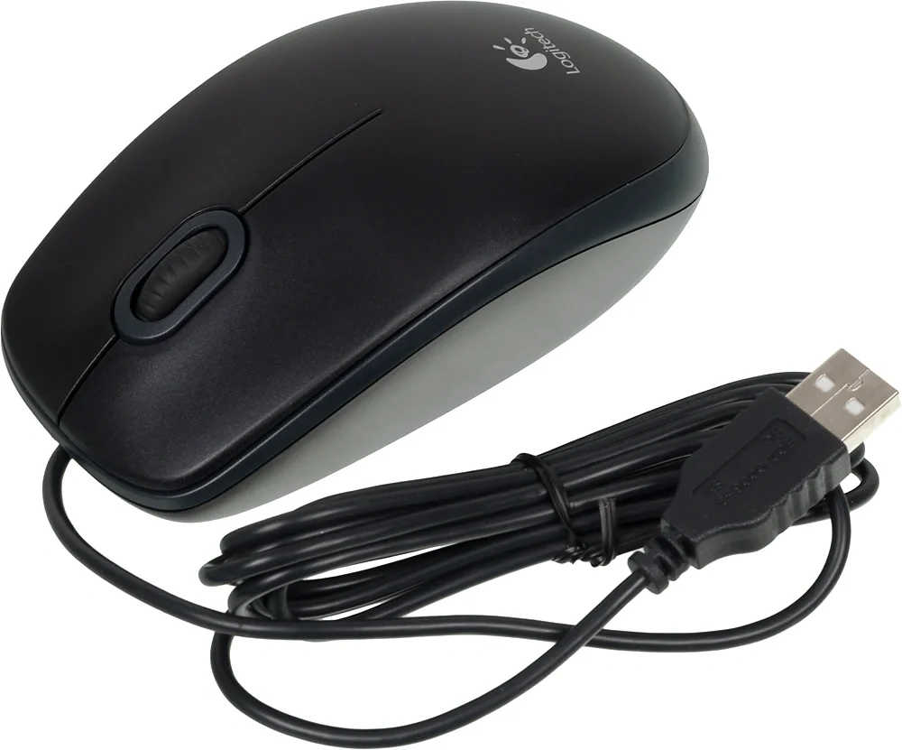Мышь Logitech B100, оптическая, 800 DPI, USB Type-A, черная