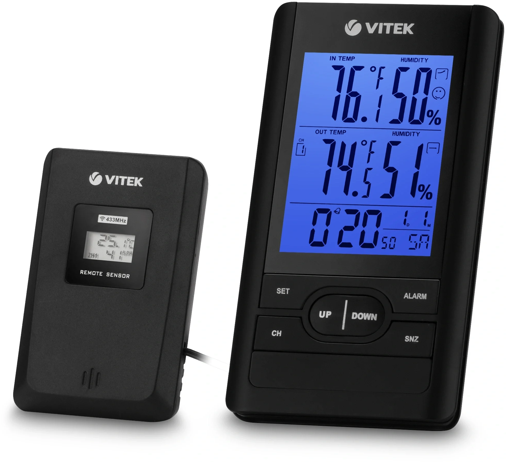Метеостанция Vitek VT-3532, часы с будильником, чёрная