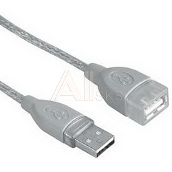 Кабель USB Hama 00045040, USB 2.0 A–A, удлинительный, 3 м, серый