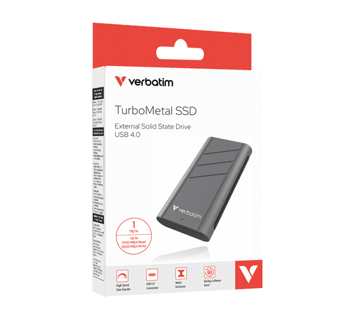 Внешний SSD Verbatim TurboMetal 32021, 1 ТБ, USB4 Gen 2x2, USB Type-C