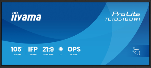 Интерактивная панель iiyama TE10518UWI-B1AG, 105", 5K, Android 13, 40 точек касания