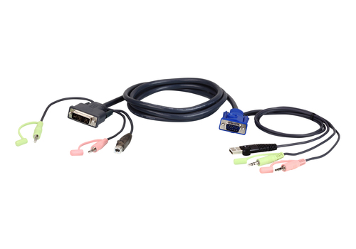 Кабель KVM Aten 2L-7DX2U, 1.8м, USB DVI-I/VGA