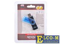 Кардридер Ginzzu GR-412B, USB 2.0 Type-A, microSD/SD/MS Duo/MMC, чёрный