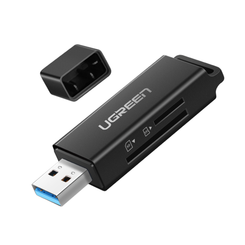 Кардридер UGREEN CM104 40752, USB, SD/microSD, черный