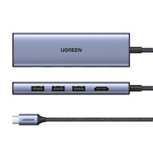 Хаб Ugreen CM511 20956A, USB-C на HDMI и 3×USB-A 3.0, SD/TF