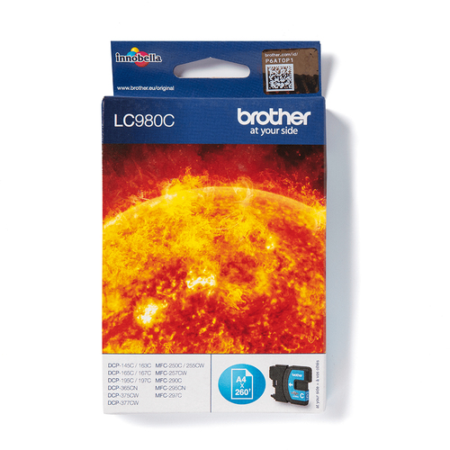 Картридж Brother LC980C, Cyan, 260 стр.