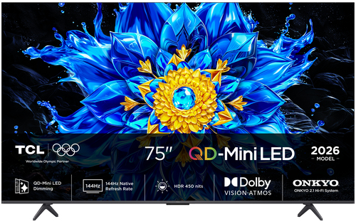 Телевизор TCL 75P8L, 75", QLED 4K Ultra HD 144 Гц, MEMC, Smart TV