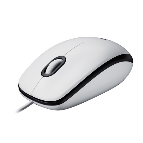 Мышь Logitech M100, проводная, оптическая, 1000 DPI, USB-A, белая