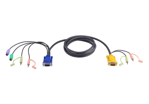 Кабель KVM Aten 2L-5302P, PS/2+Audio+VGA, 1.8м
