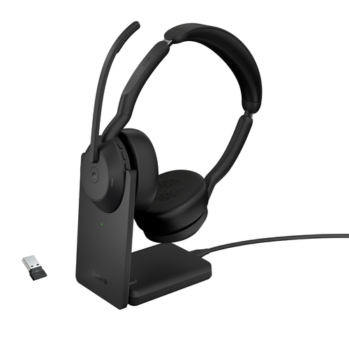 Гарнитура Jabra Evolve2 55, Link380a MS Stereo Stand, Bluetooth, стерео, черный