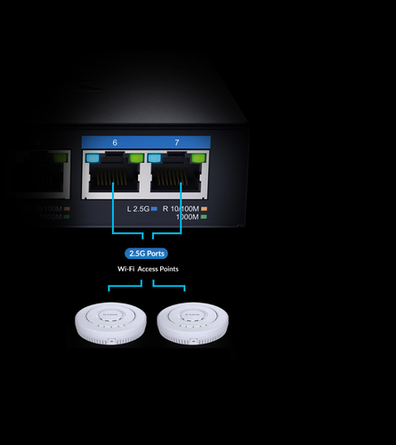 Коммутатор D-Link DMS-107/A1A, 5×1GbE + 2×2.5GbE, неуправляемый