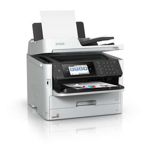МФУ WorkForce Pro WF-C5790DWF-  формат A4, Скорость печати формата А4 (стр./мин) - 34 стр. моно/ 34 стр. цвет, Макс. нагрузка печати в месяц - 45 000 стр., Прямая печать с USB носителей - Есть, факсРазмер печатной капли, Пл. - 3,8 Пл., Пигментные чернила, Подключение - Wireless LAN IEEE 802.11b/g/n, Wi-Fi Direct, USB 1.1 Type A (2x), Hi-Speed USB - compatible with USB 2.0 specification, Ethernet Interface (1000 Base-T/ 100-Base TX/ 10-Base-T), Near Field Communication (NFC), Емкость лотков загрузки бумаги - Стд.: 330 листов × 80 гр. (250 листов основной лоток  + 80 листов дополнительный лоток) Макс: 830 листов × 80 гр. (С 1-им опциональным лотком  на  500 листов), Емкость выходного лотка - 150 листов, Цветной дисплей - 10,9 см., Максимальный ресурс черного картриджа - 10 000 стр., Максимальный ресурс цветных картриджей -  5 000 стр., Ресурс стартового картриджа (Bk) - 900 стр, Ресур стартового комплекта цветных чернил (CMY) - 800 стр