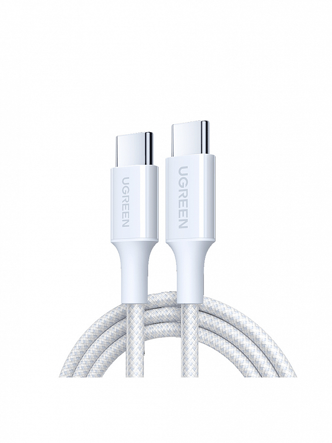 Кабель Ugreen 35218, USB-C/USB-C, 1м, 60W, белый