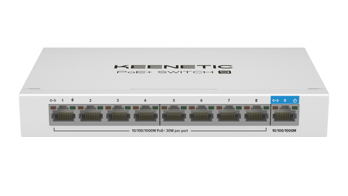Коммутатор Keenetic PoE+ Switch 9 (KN-4710), 9×1GbE, 8 портов PoE+, 120 Вт