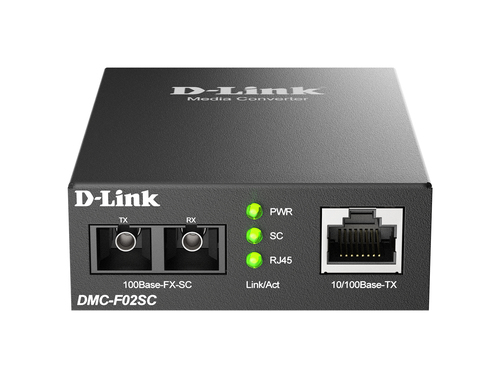 Медиаконвертер D-Link DMC-F02SC/B1A, 100Base-TX → 100Base-FX, SC, многомодовое волокно, 2 км
